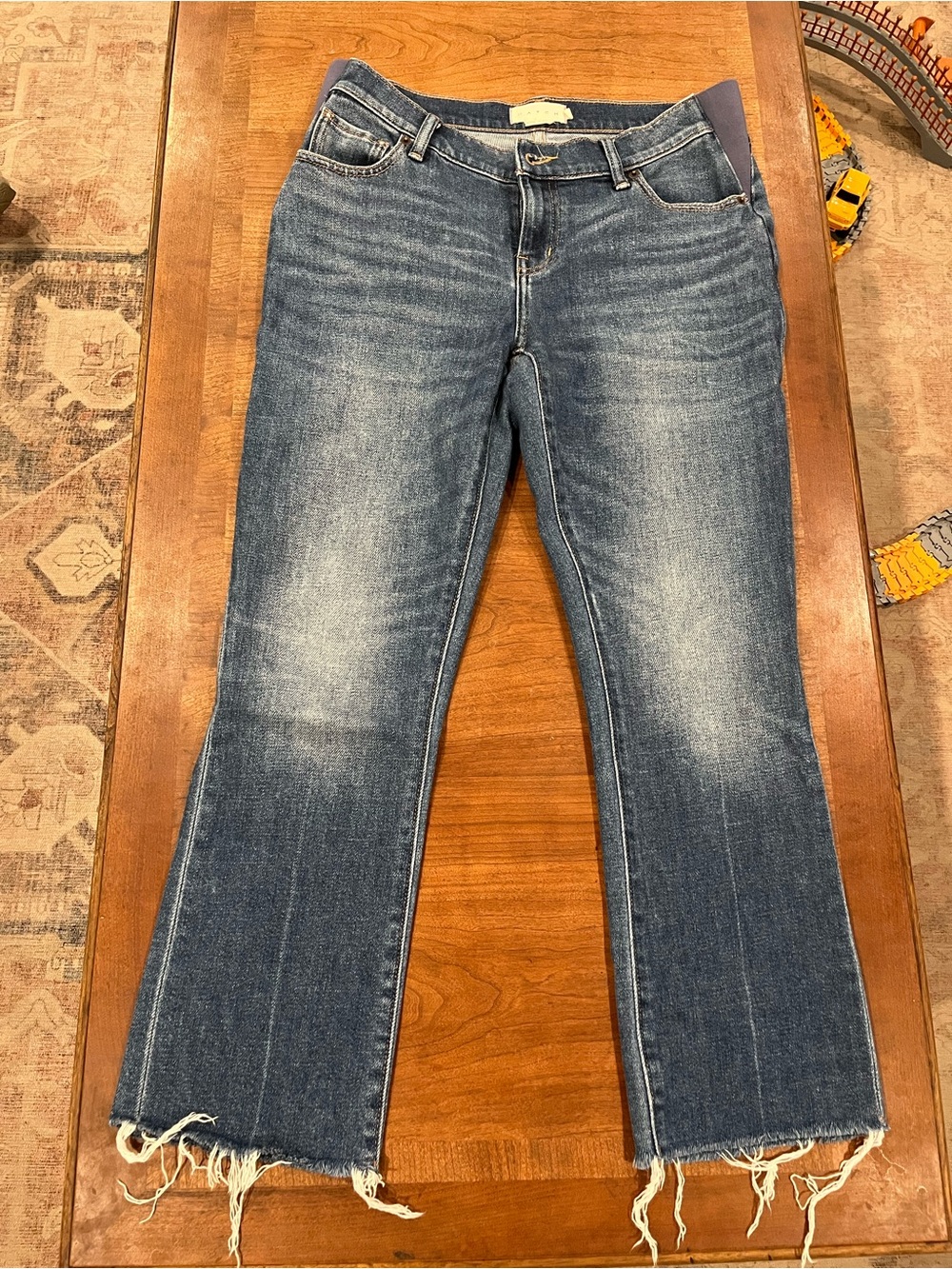 Hatch Women’s Blue Distressed Maternity Jeans